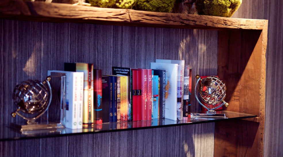 Interior details including various books at With Hotel in Tromso